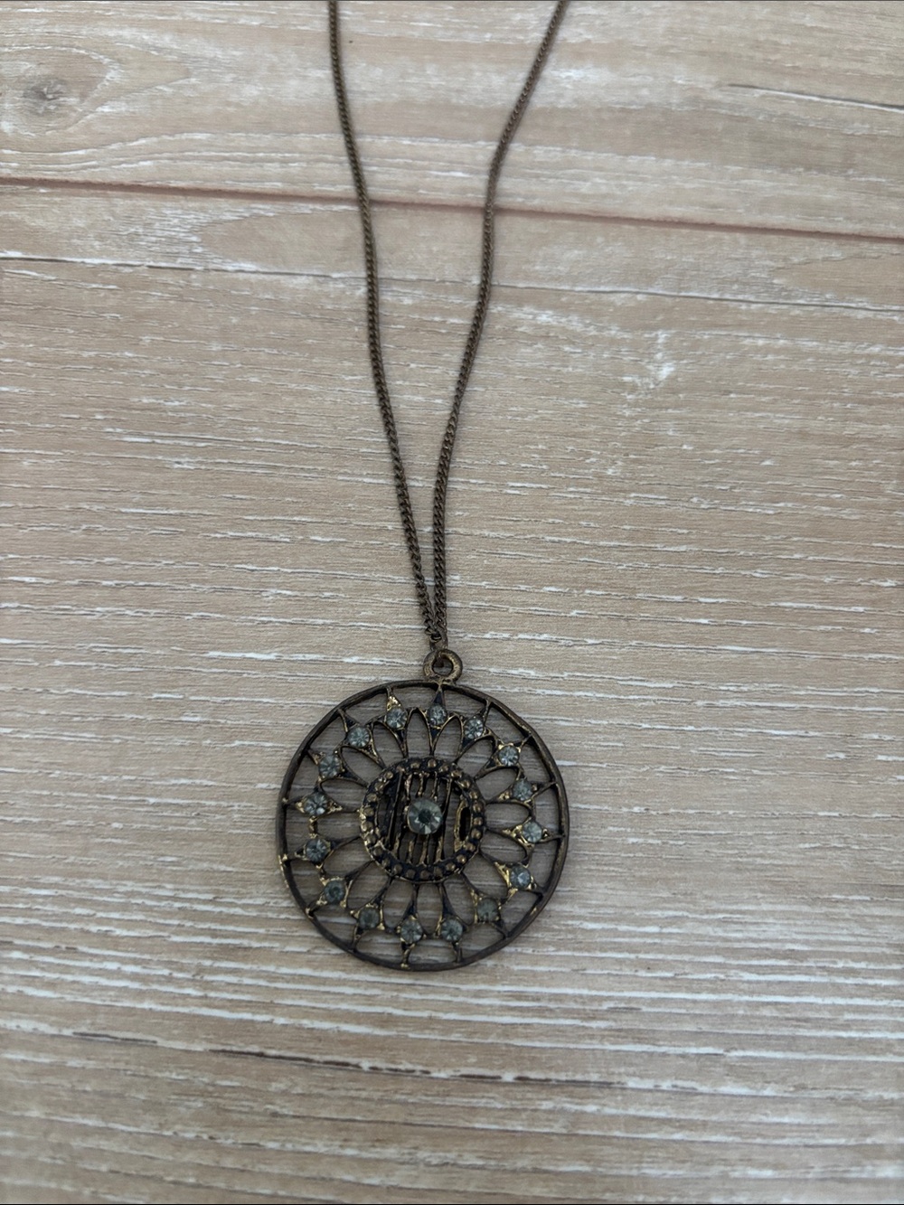 Long Antique Brass Pendant Necklace Lucky Brand